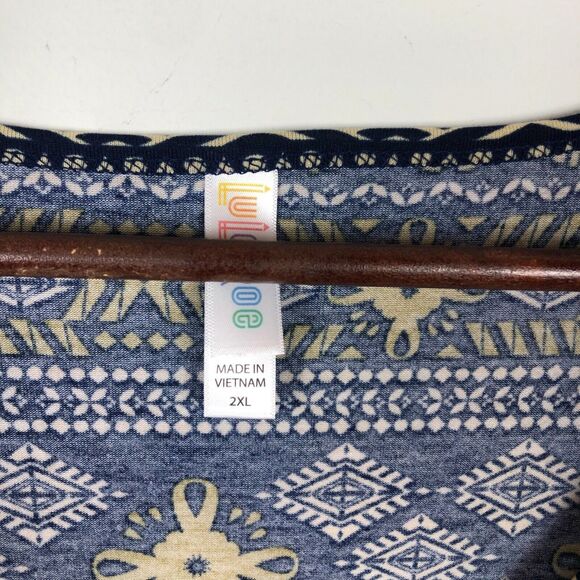 Lularoe Navy Blue Gold Print Long Sleeve Blouse Top Women's Plus Size 2XL - Picture 2 of 4